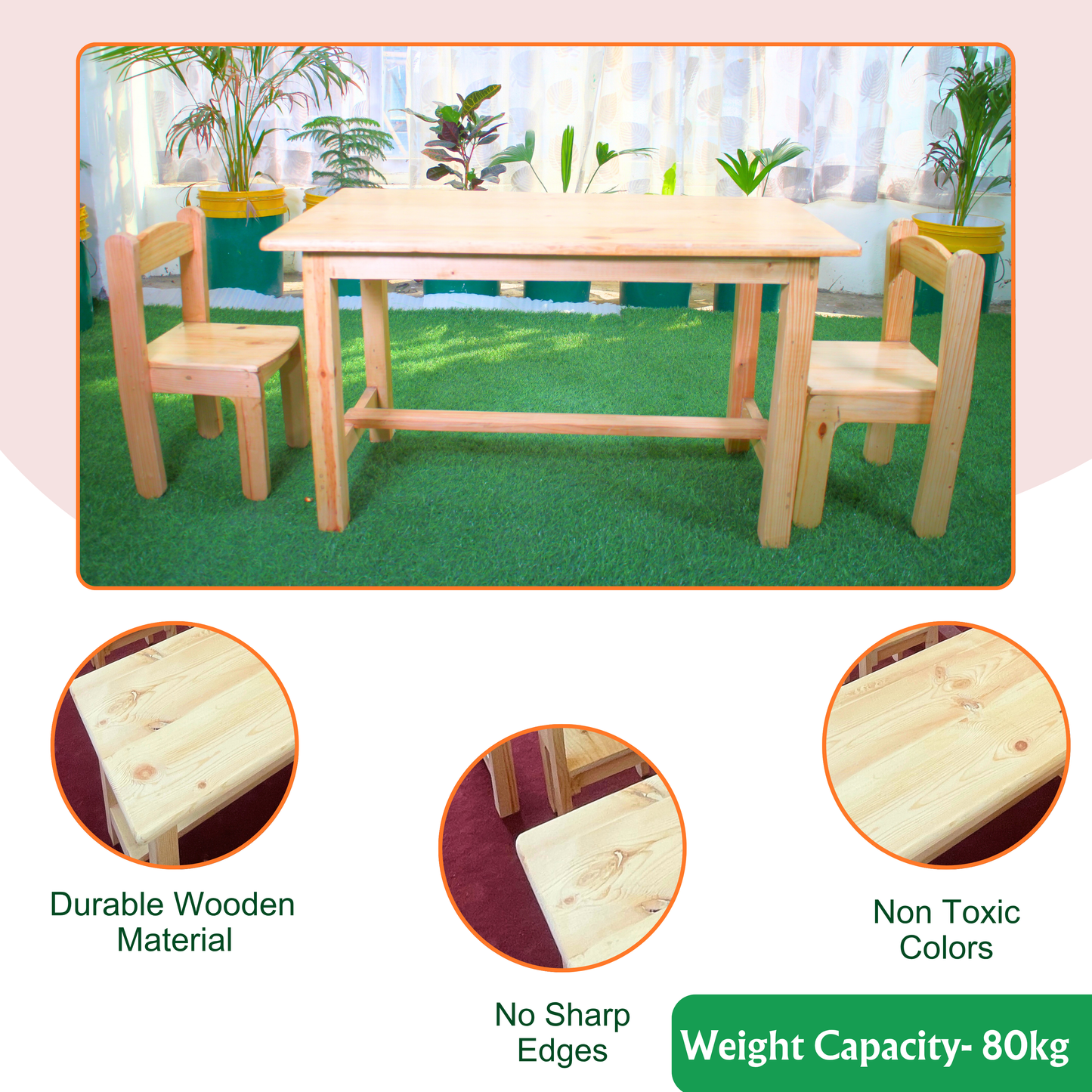 Pine Wood Table And Chair