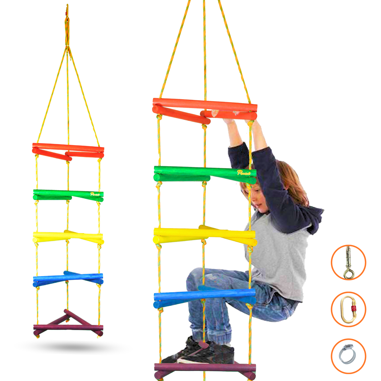 Triple Rope Ladder - Round with Natural Rungs