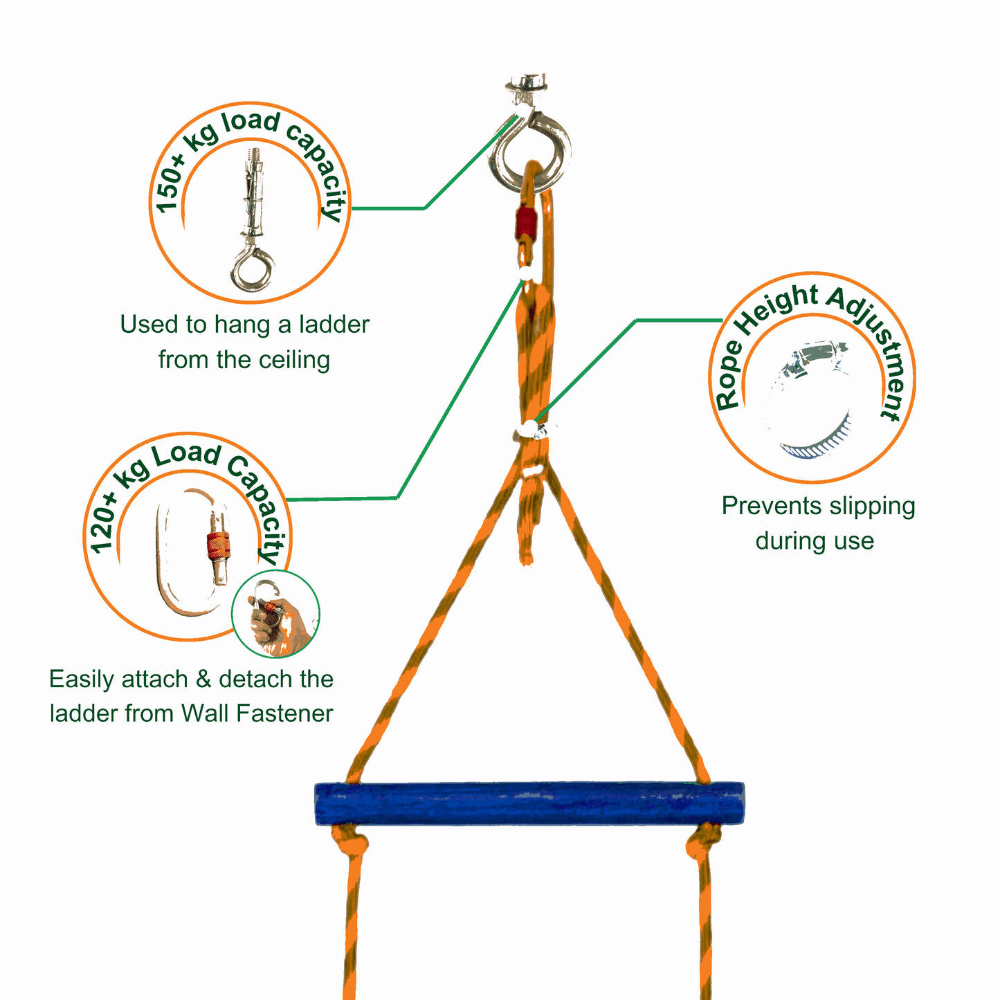 Double String Wooden Ladder Round Rungs - Mumtree Arena Private Limited