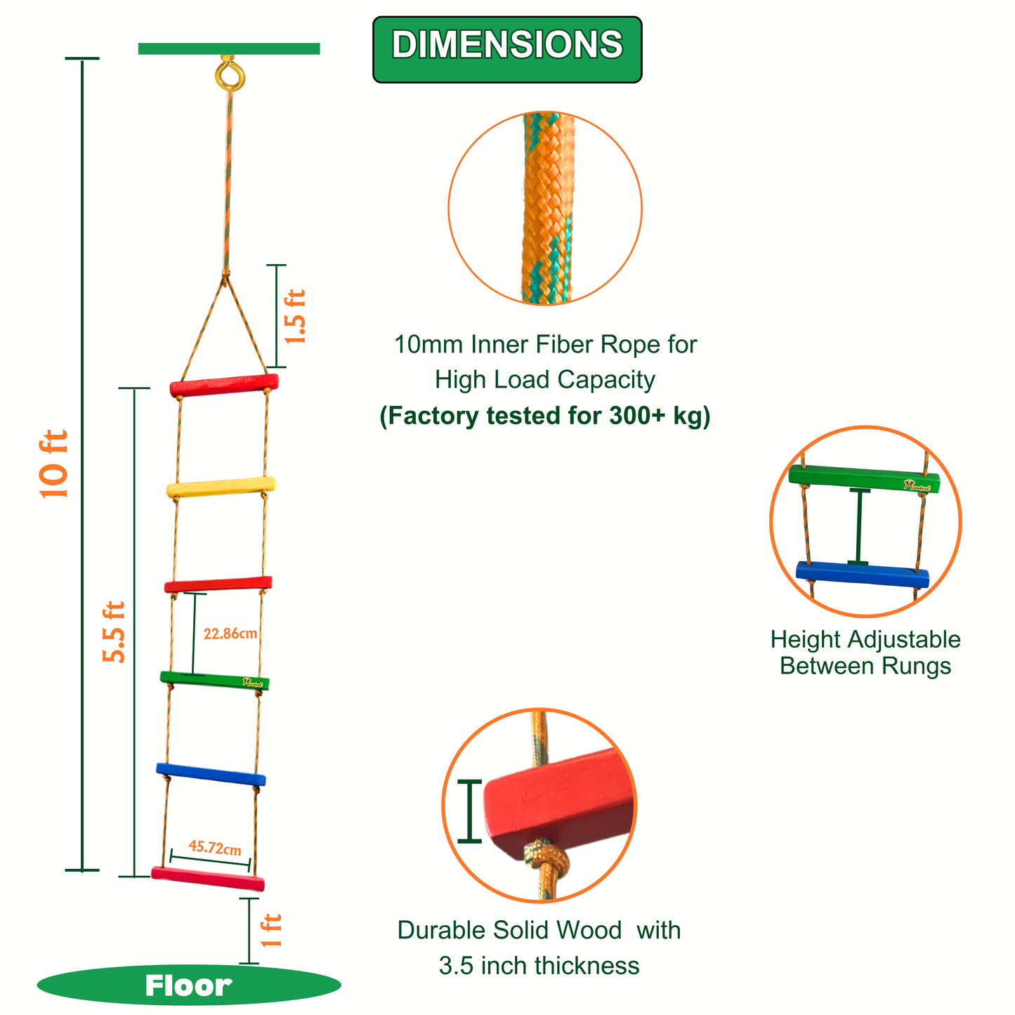 Climbing Rope Ladder - Rainbow Flat