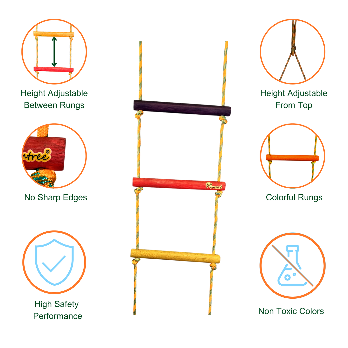 Double String Wooden Ladder Round Rungs