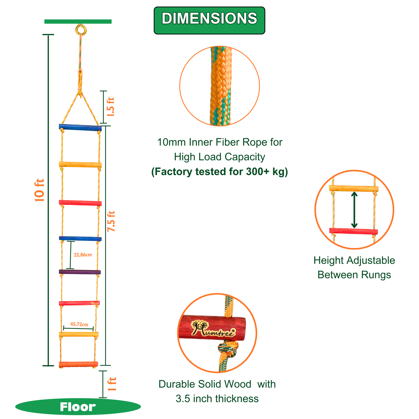 Rope Climbing Ladder - Natural with Round