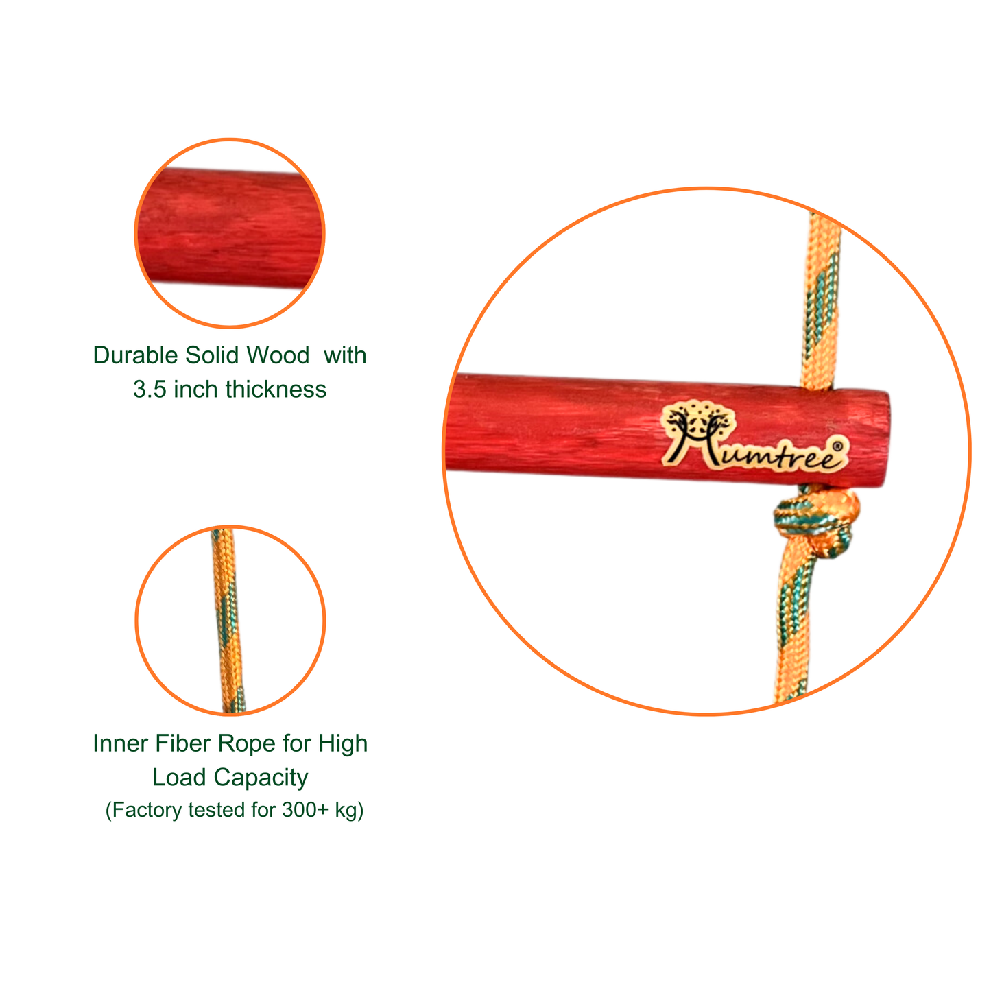 Double String Wooden Ladder Round Rungs