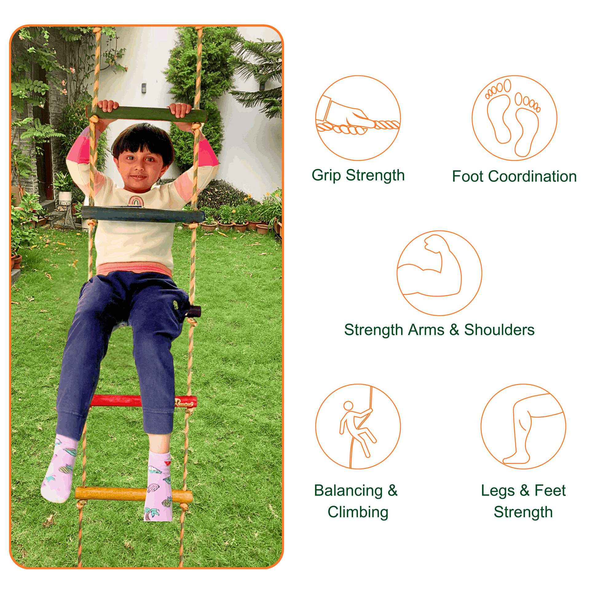 Double String Wooden Ladder Round Rungs - Mumtree Arena Private Limited