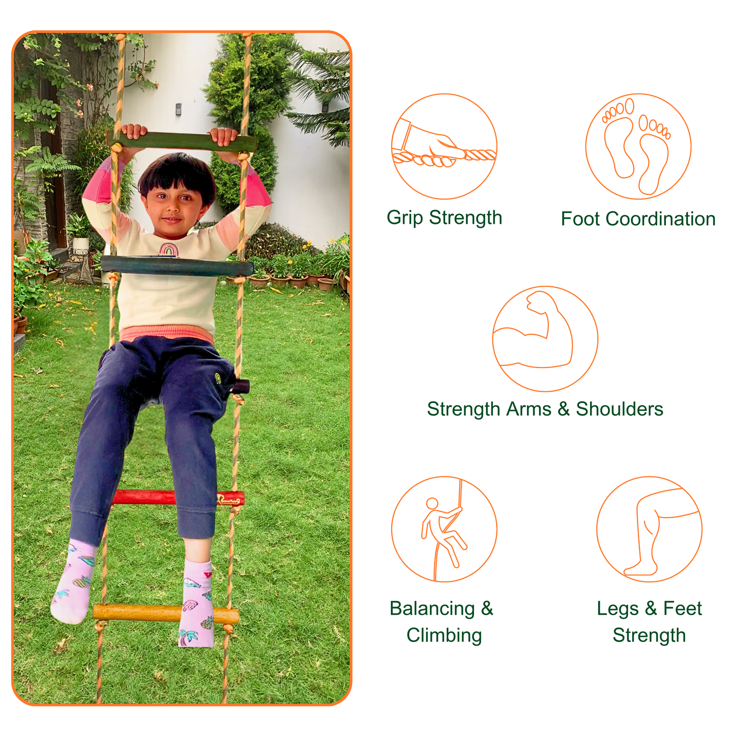 Rope Climbing Ladder - Natural with Round