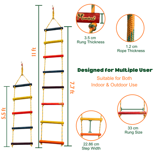 Double String Wooden Ladder Round Rungs