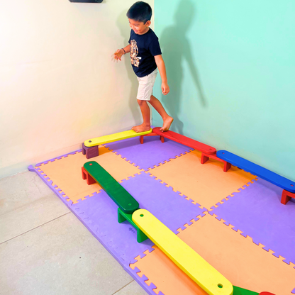 Toddler shape beam balance toy for safe indoor play and motor skill development