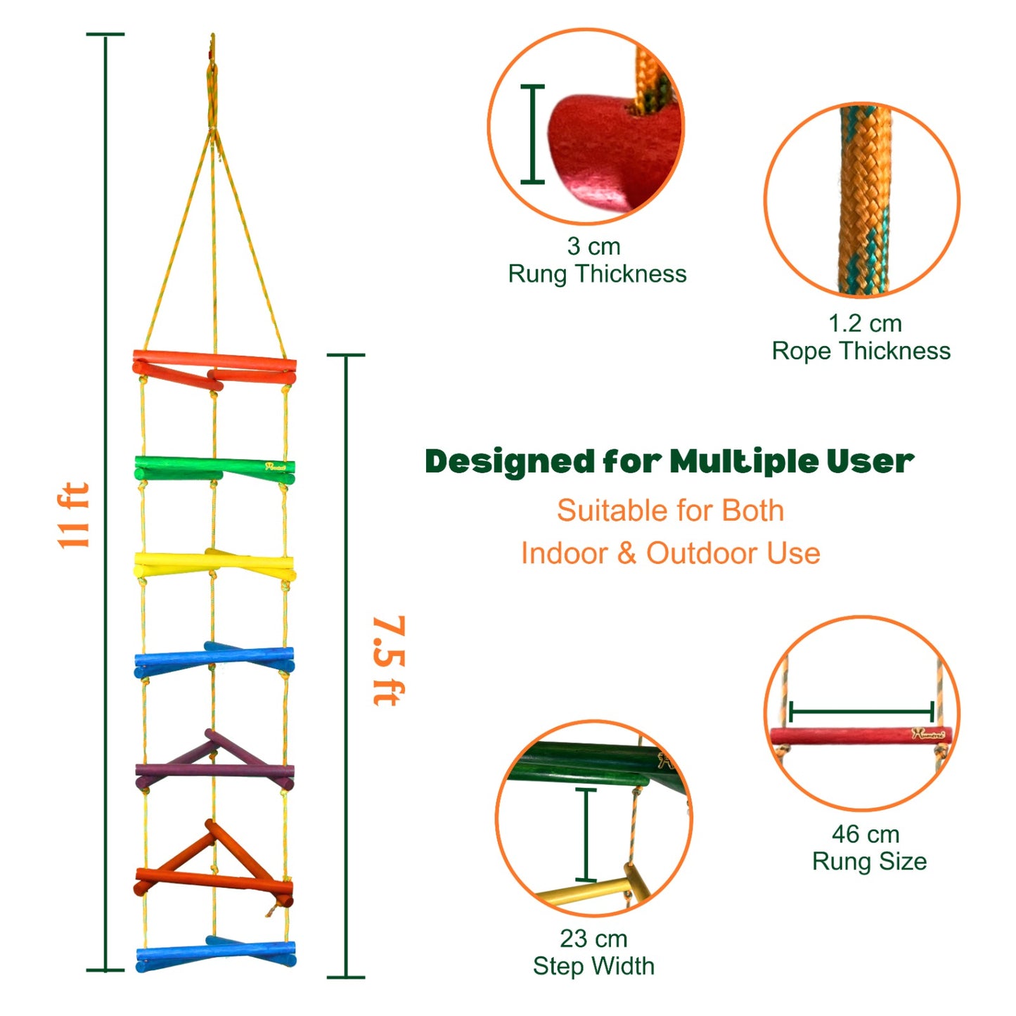 Triple Ladder - 7 Rungs Round