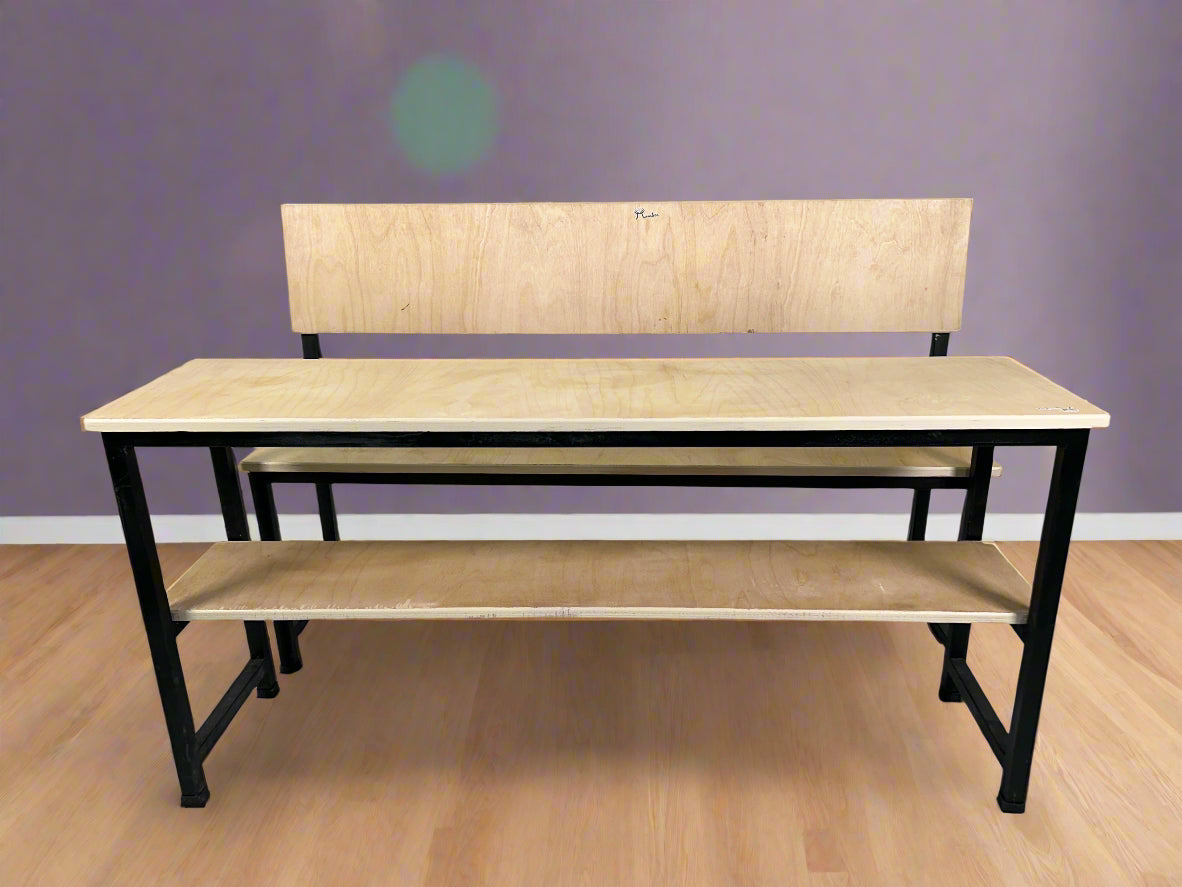 Wooden Bench and Desk - 3 Seater