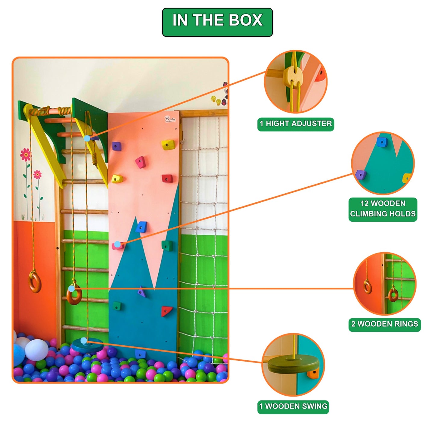 Jungle Wall Gym With Swing